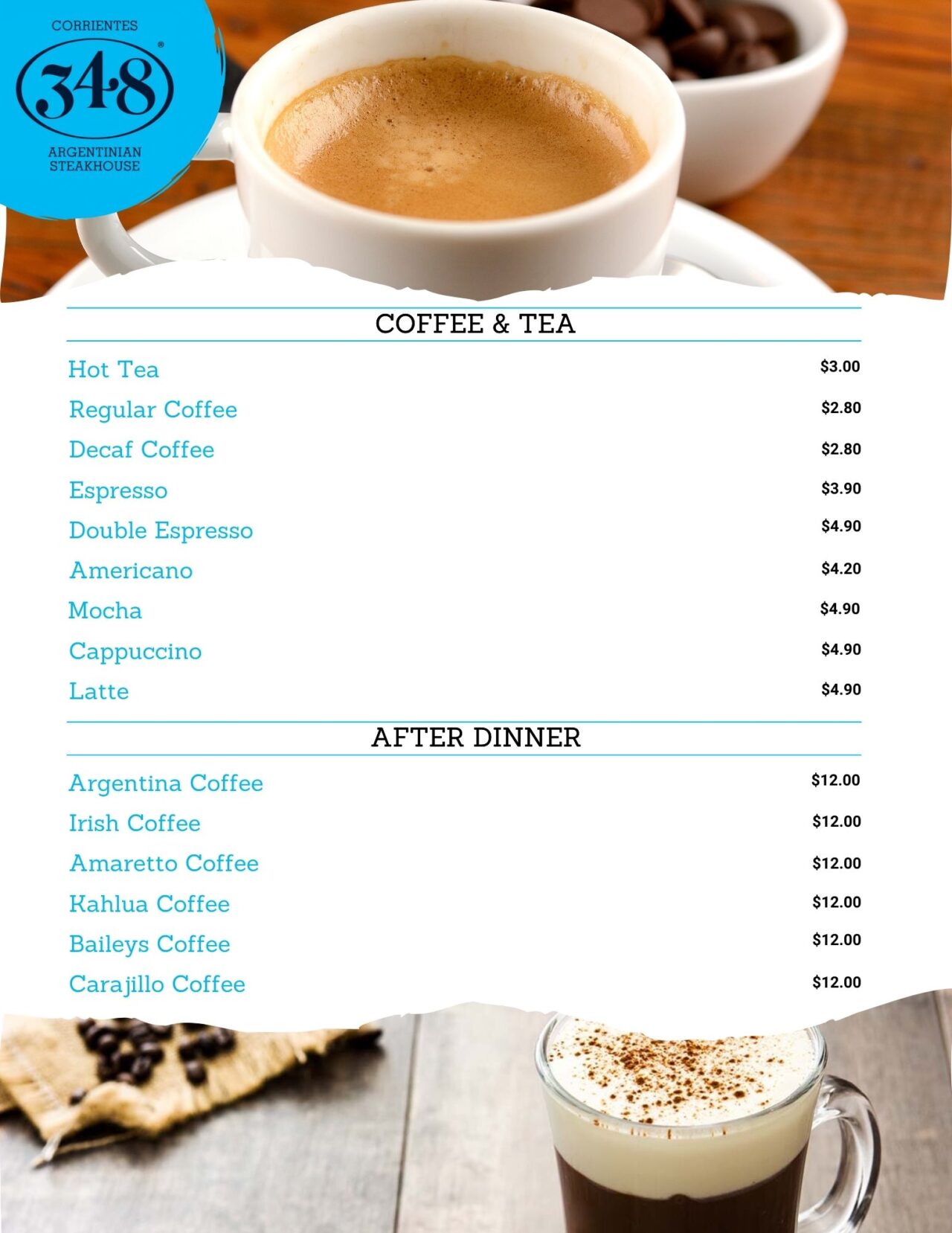 Dessert Menu Dallas Corrientes 348 Argentinian Steakhouse in Dallas