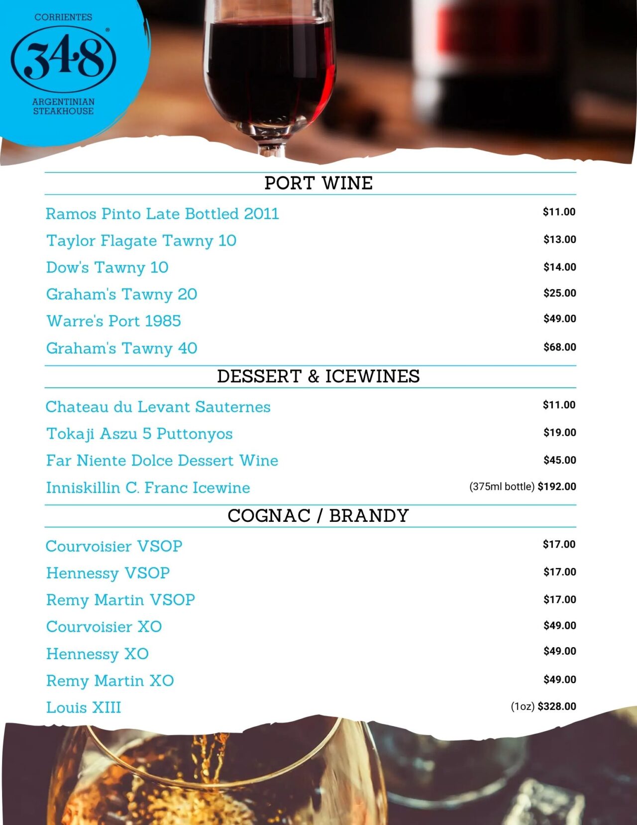 Dessert Menu Dallas Corrientes 348 Argentinian Steakhouse in Dallas